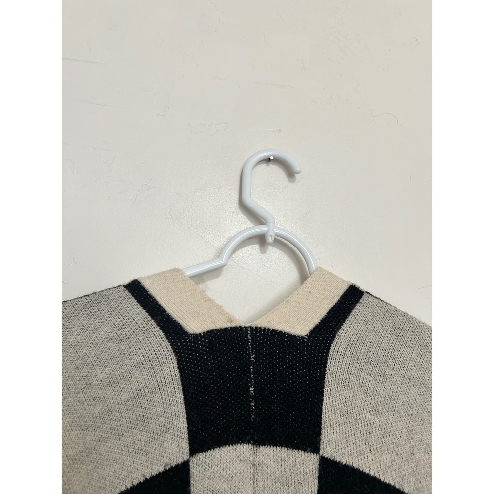 Dressed In Lala Black Cream Checkered Oversized Cardigan Sweater TAS526 Small - Picture 4 of 8